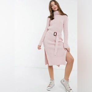 In The Style x Billie Faiers roll neck knitted dress with belt